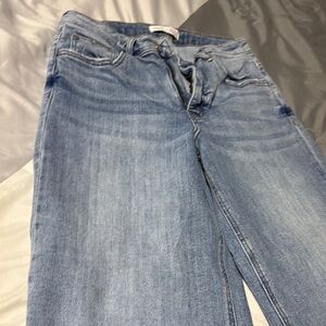 Blue Straight Leg Jeans with Medium Wash